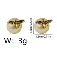1 Paar Süß Perle Biene Überzug Kupfer 18 Karat Vergoldet Ohrstecker main image 2