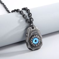 Basic Retro Devil's Eye Stainless Steel Inlay Natural Stone 18K Gold Plated Men's Pendant Necklace main image 1