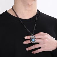 Basic Retro Devil's Eye Stainless Steel Inlay Natural Stone 18K Gold Plated Men's Pendant Necklace main image 8