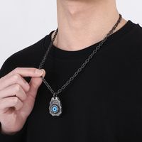 Basic Retro Devil's Eye Stainless Steel Inlay Natural Stone 18K Gold Plated Men's Pendant Necklace main image 10