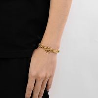 Simple Style Heart Shape Stainless Steel 18K Gold Plated Bracelets In Bulk main image 9
