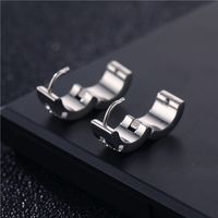 1 Pair Hip-Hop Rock Cross Round Inlay 316 Stainless Steel  Titanium Steel Zircon Earrings main image 5