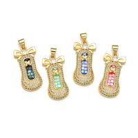 1 Piece 13*28mm Copper Shell Zircon 18K Gold Plated Shoe Polished Pendant main image 4