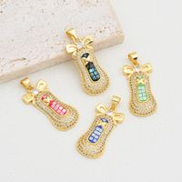 1 Piece 13*28mm Copper Shell Zircon 18K Gold Plated Shoe Polished Pendant main image 1