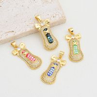 1 Piece 13*28mm Copper Shell Zircon 18K Gold Plated Shoe Polished Pendant main image 5