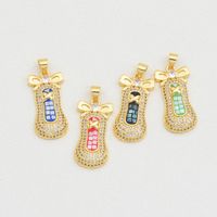 1 Piece 13*28mm Copper Shell Zircon 18K Gold Plated Shoe Polished Pendant main image 3