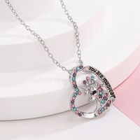 Cute Simple Style Heart Shape Unicorn Alloy Inlay Artificial Diamond Women's Pendant Necklace main image 4
