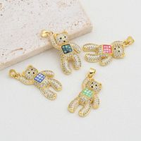 1 Piece 16*29mm Copper Shell Zircon 18K Gold Plated Bear Polished Pendant main image 1