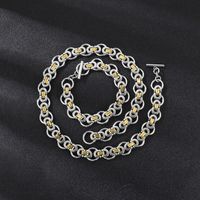 Stainless Steel 18K Gold Plated Hip-Hop Color Block Bracelets Necklace main image 5