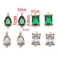 5 PCS/Package 6 * 10mm 7 * 9mm Hole 1~1.9mm Stainless Steel Zircon Water Droplets Rectangle Polished Pendant main image 2