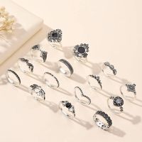 Vintage Style Vacation Water Droplets Crown Flower Silver Plated Rhinestones Alloy Wholesale Rings sku image 1