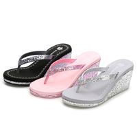 Women's Casual Solid Color Sequins Rhinestone T-Strap Flip Flops main image 1
