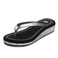 Women's Casual Solid Color Sequins Rhinestone Round Toe Flip Flops main image 1