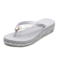 Women's Casual Solid Color Sequins Rhinestone Round Toe Flip Flops main image 4