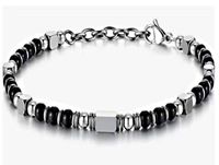 304 Stainless Steel Titanium Steel Vintage Style Simple Style Beaded Round Bracelets main image 4