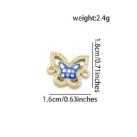 1 Piece 16 * 18 Mm Copper Shell Zircon 18K Gold Plated Butterfly Polished Pendant sku image 8