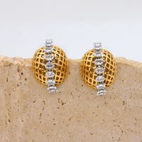 1 Pair Simple Style Classic Style Solid Color Plating Inlay 304 Stainless Steel Zircon 18K Gold Plated Ear Studs main image 5