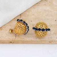 1 Pair Simple Style Classic Style Solid Color Plating Inlay 304 Stainless Steel Zircon 18K Gold Plated Ear Studs main image 6