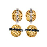 1 Pair Simple Style Classic Style Solid Color Plating Inlay 304 Stainless Steel Zircon 18K Gold Plated Ear Studs main image 8
