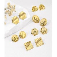 1 Pair Vacation Commute Geometric Round Asymmetrical Plating 304 Stainless Steel 18K Gold Plated Ear Studs main image 1
