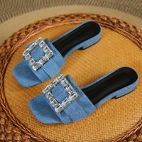 Women's Casual Solid Color Square Toe Flat Slippers sku image 17