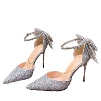 Women's Sexy Solid Color Sequins Bowknot Point Toe Pumps main image 3