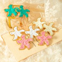 1 Pair Casual Vacation Starfish Plating Three-dimensional 304 Stainless Steel Raffia Gold Plated Ear Studs main image 6