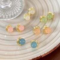 1 Pair Modern Style Simple Style Solid Color Inlay Alloy Pearl Ear Studs main image 1