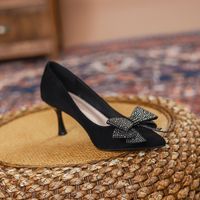 Women's Sexy Solid Color Bowknot Point Toe Pumps main image 1