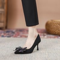 Women's Sexy Solid Color Bowknot Point Toe Pumps main image 4