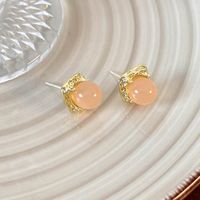1 Pair Modern Style Simple Style Solid Color Inlay Alloy Pearl Ear Studs main image 3