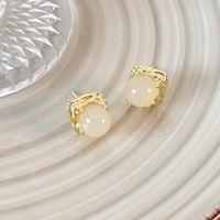 1 Pair Modern Style Simple Style Solid Color Inlay Alloy Pearl Ear Studs main image 7