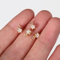 5 PCS/Package 5 * 7mm Hole 1~1.9mm Copper Zircon 14K Gold Plated Star Polished Pendant main image 5