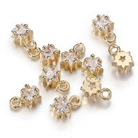 5 PCS/Package 5 * 7mm Hole 1~1.9mm Copper Zircon 14K Gold Plated Star Polished Pendant main image 4