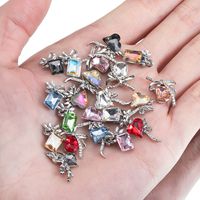 10 PCS/Package 11 * 14mm 11 * 17mm 12 * 17mm Alloy Metal Rhinestones Glass Heart Shape Butterfly Bow Knot Polished Pendant main image 5
