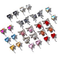 10 PCS/Package 11 * 14mm 11 * 17mm 12 * 17mm Alloy Metal Rhinestones Glass Heart Shape Butterfly Bow Knot Polished Pendant main image 1