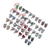 10 PCS/Package 11 * 14mm 11 * 17mm 12 * 17mm Alloy Metal Rhinestones Glass Heart Shape Butterfly Bow Knot Polished Pendant main image 2