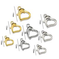 50 PCS/Package 12mm 14mm Alloy Heart Shape Polished Lobster Clasp main image 2