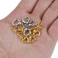50 PCS/Package 12mm 14mm Alloy Heart Shape Polished Lobster Clasp main image 5