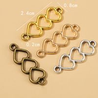 5 Pieces 8 * 24mm Hole 2~2.9mm Metal Heart Shape Polished Connector main image 2