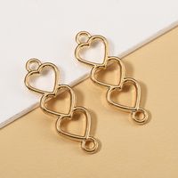 5 Pieces 8 * 24mm Hole 2~2.9mm Metal Heart Shape Polished Connector sku image 1