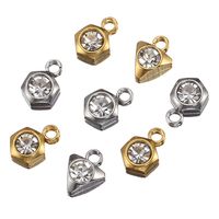 20 PCS/Package 6 * 9.5mm 7 * 9mm Hole 2~2.9mm Stainless Steel Zircon 18K Gold Plated Triangle Hexagon Polished Pendant main image 1