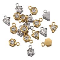 20 PCS/Package 6 * 9.5mm 7 * 9mm Hole 2~2.9mm Stainless Steel Zircon 18K Gold Plated Triangle Hexagon Polished Pendant main image 4