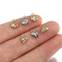 20 PCS/Package 6 * 9.5mm 7 * 9mm Hole 2~2.9mm Stainless Steel Zircon 18K Gold Plated Triangle Hexagon Polished Pendant main image 3