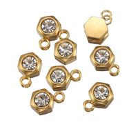 20 PCS/Package 6 * 9.5mm 7 * 9mm Hole 2~2.9mm Stainless Steel Zircon 18K Gold Plated Triangle Hexagon Polished Pendant sku image 3