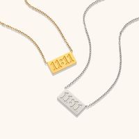 Stainless Steel Simple Style Classic Style Number Plating Pendant Necklace main image 1