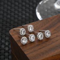 Copper Simple Style Classic Style Solid Color Inlay Zircon Ear Studs main image 1
