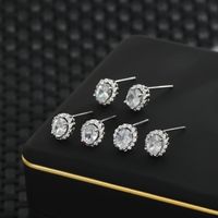 Copper Simple Style Classic Style Solid Color Inlay Zircon Ear Studs main image 3