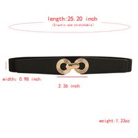 Casual Business Simple Style Solid Color Pu Leather Zinc Alloy Metal Button Women's Leather Belts main image 4