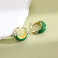 1 Pair Elegant Glam U Shape Enamel Inlay Alloy Zircon Earrings main image 1